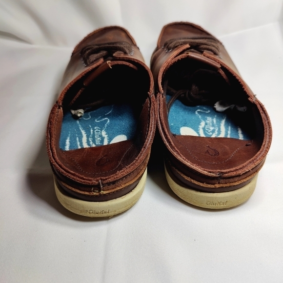 Olukai Nalukai  Slides Drop in Heel Brown Leather Slip On Loafer Men's Shoe 9.5M - Picture 10 of 12